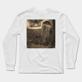 Brownie by a Fireplace by John Bauer Long Sleeve T-Shirt